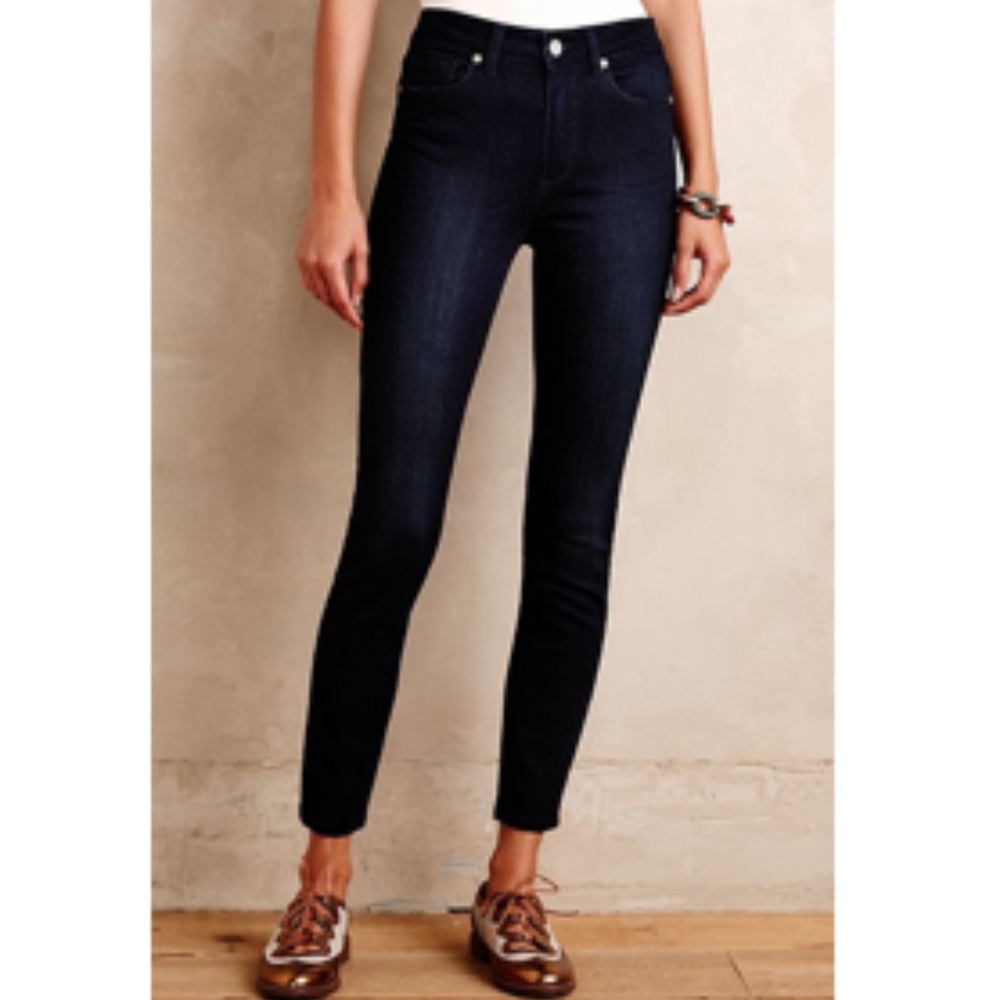 Paige Hoxton High Rise Ankle Jeans Dark Blue Wash